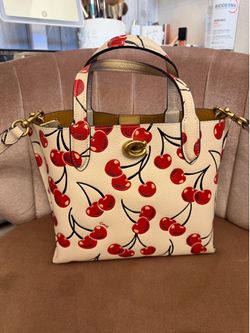 Coach Willow Tote Bag 24 with Cherry Print