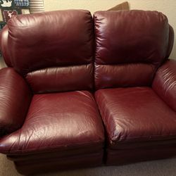 Burgundy Faux Leather Couch