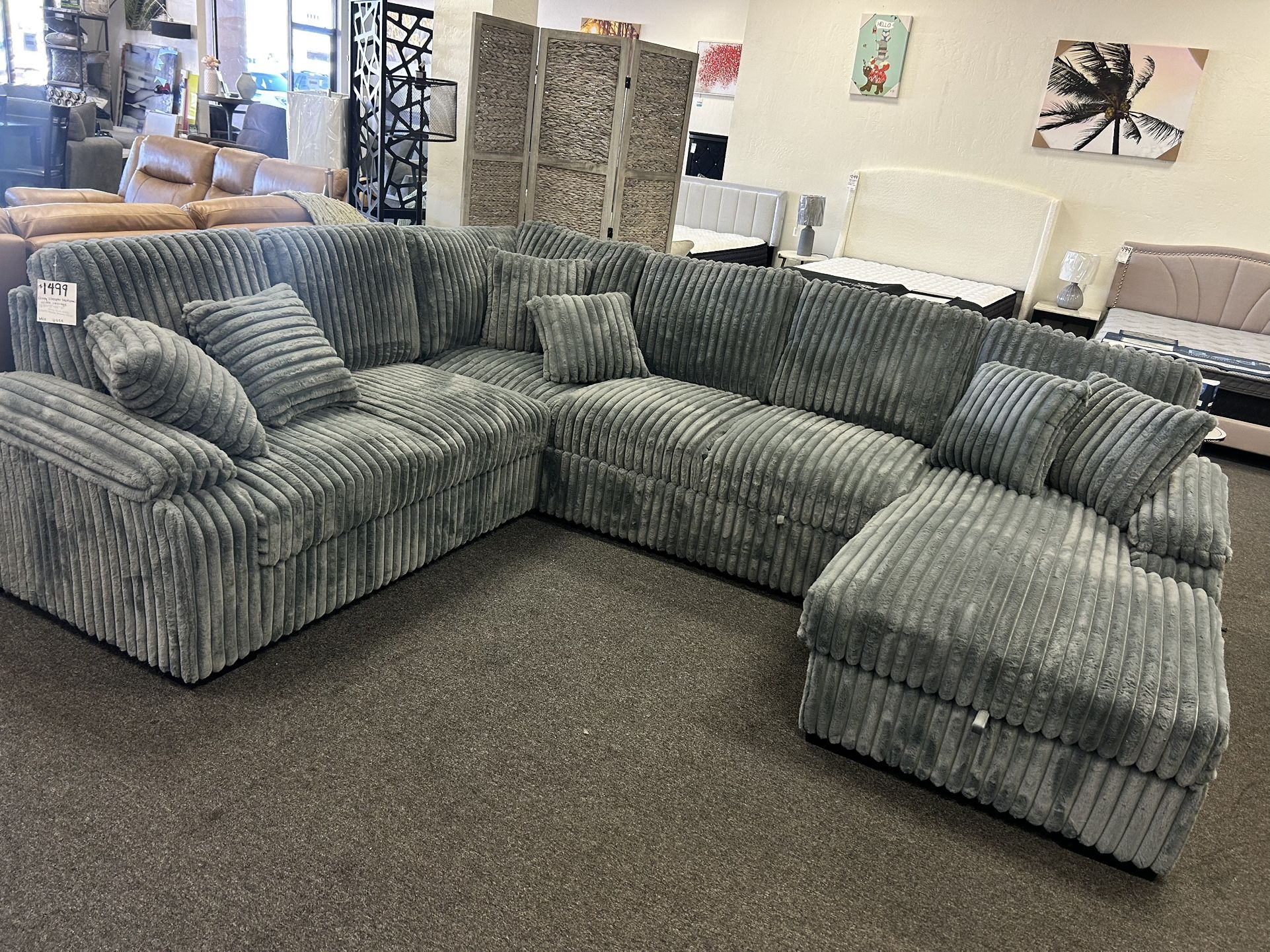 Dark Grey Sectional With Sofa Bed And Storage Chaise