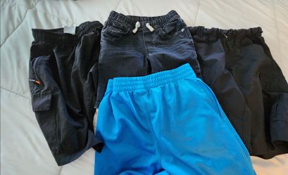 Boys Size 8 Shorts Bundle (4 Pairs) – Denim, Champion Mesh & Black Cargo Shorts