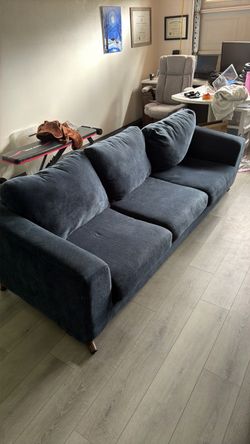 FreeNavy Blue 3-Seat Fabric Sofa
