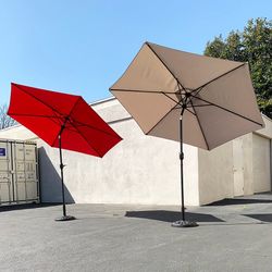 (NEW) $70 Patio Umbrella Set (10 FT Umbrella and 26lbs Weight Base) Tilt Crank, Outdoor Garden Market