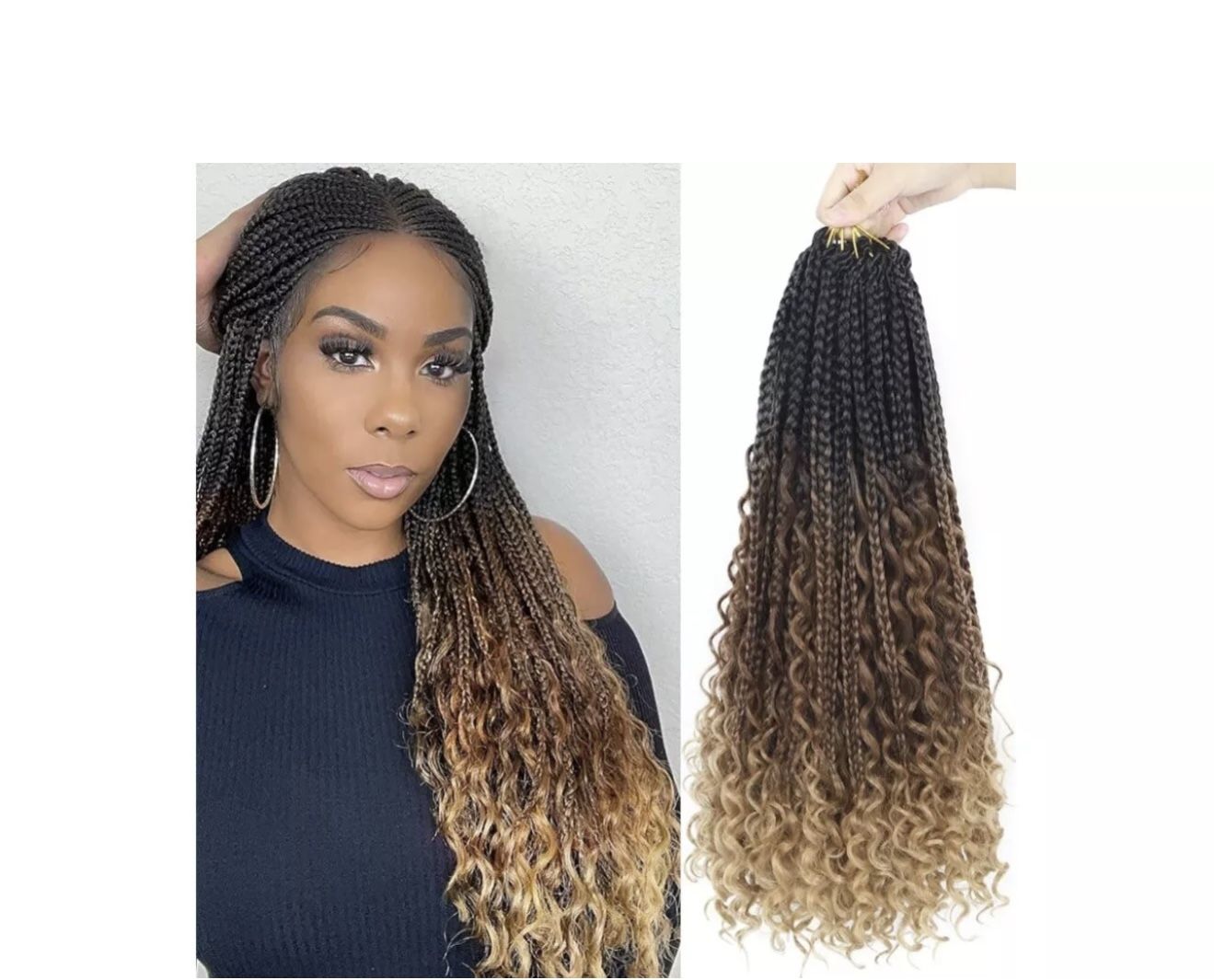 7 Packs Goddess Box Braids Crochet Hair 24 Inch Crochet Braids Curly Bohemian