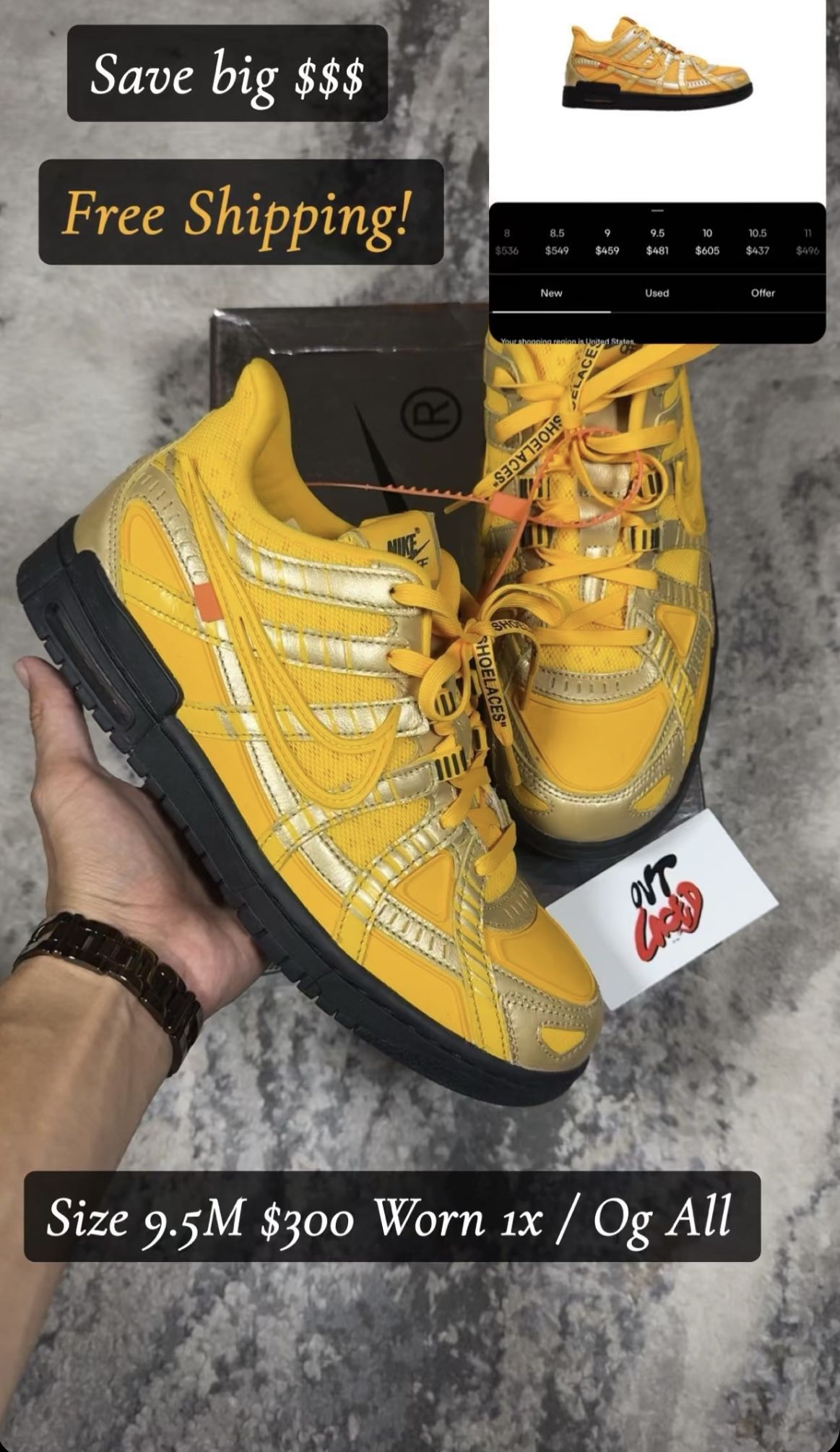 Nike Air Rubber Dunk Off-White University Gold