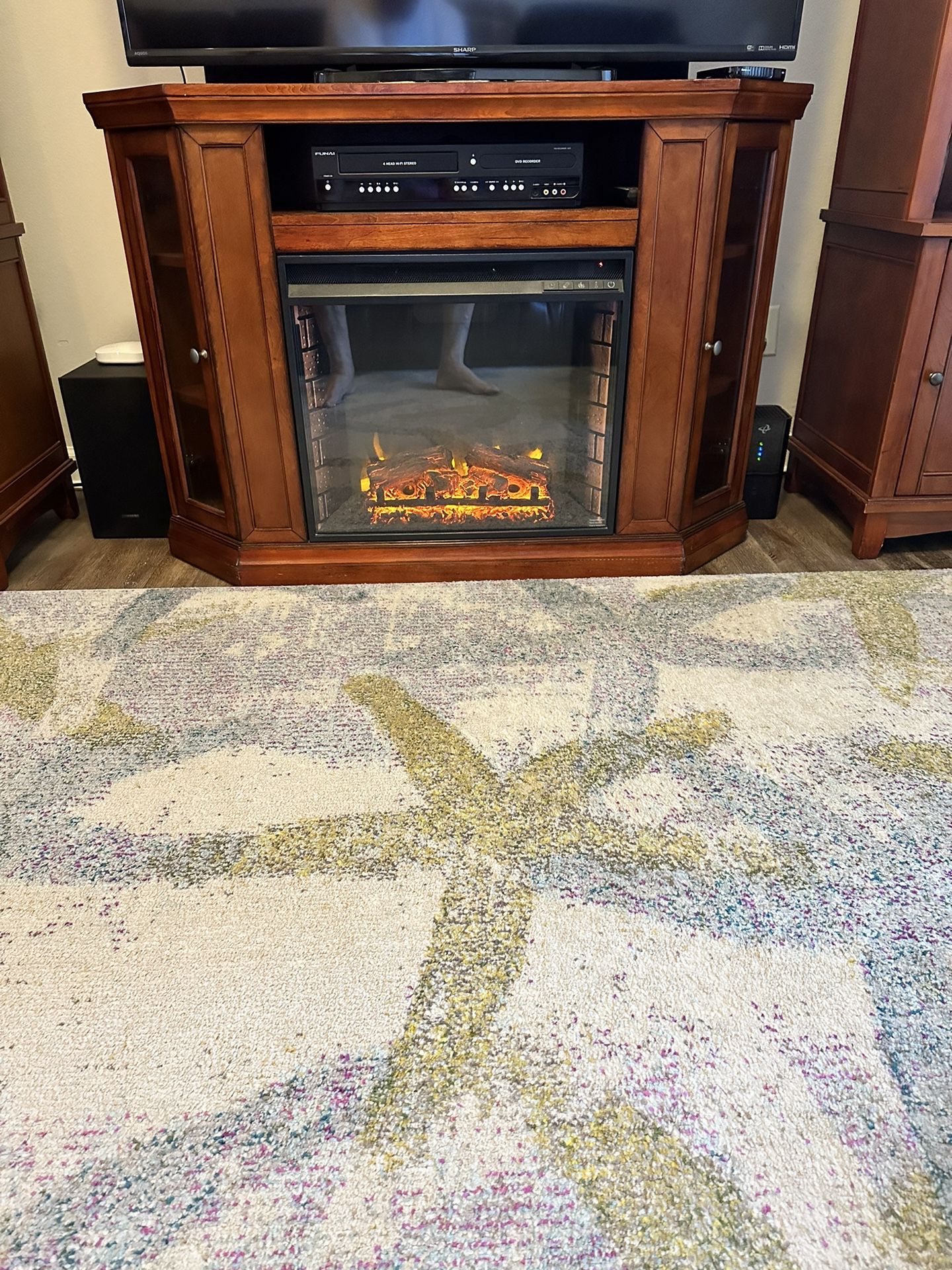 Electric Fireplace With Wood Cabinet