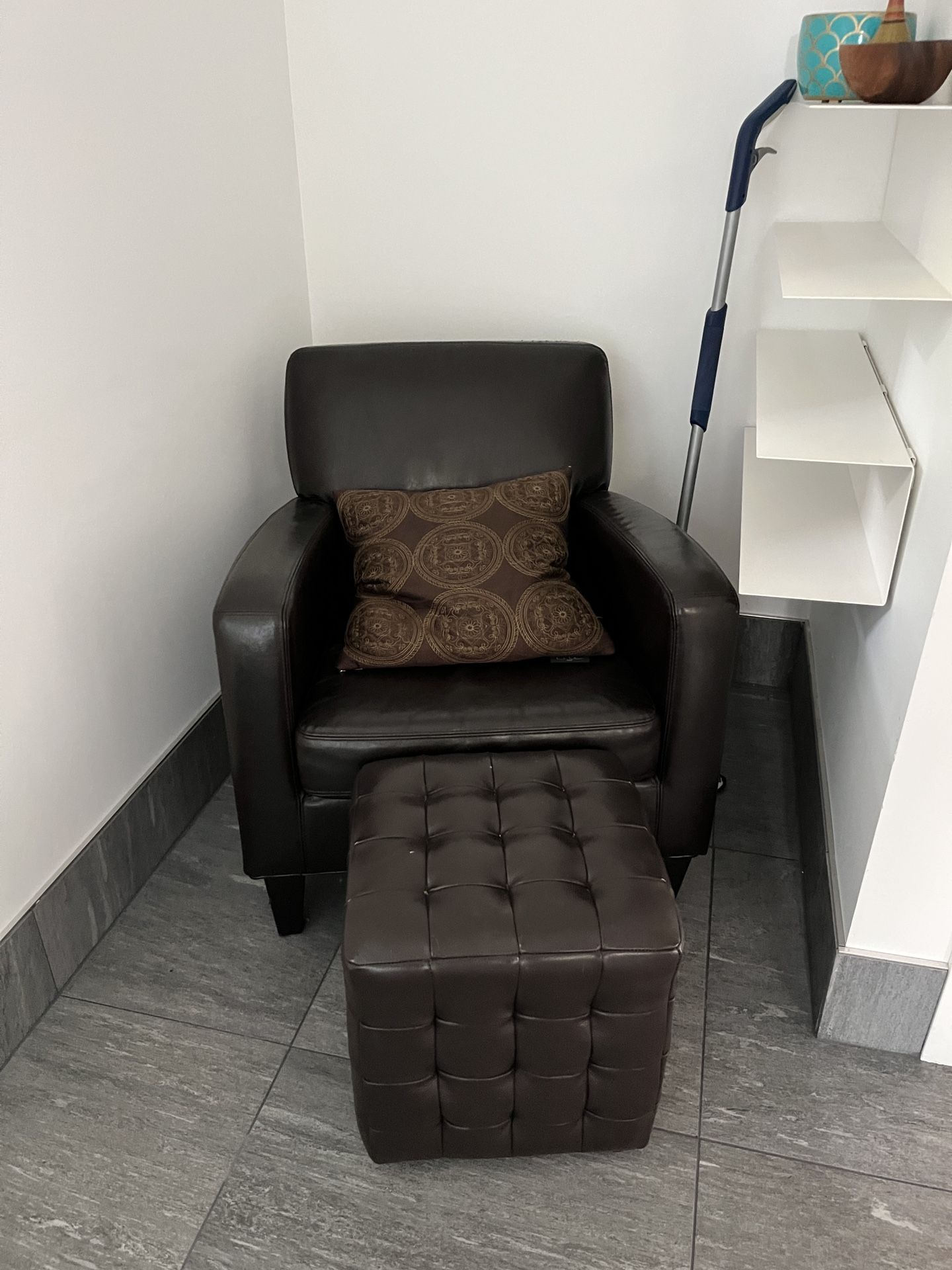 Leather Armchair And Ottoman