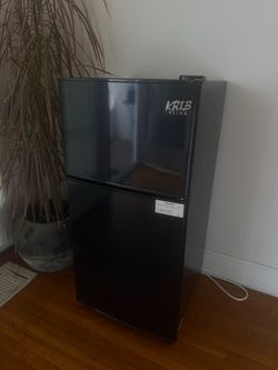 Krib Bling Mini Fridge with Freezer – 2 Door, Black (3.5 cu ft)