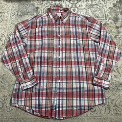 Brooks Brothers Madison Shirt Men's Size M Plaid Long Sleeve Button Up  