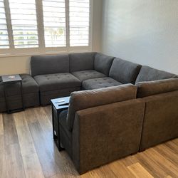 Thomasville Tisdale Modular Sectional 6-piece Dark Gray with Storage Ottoman