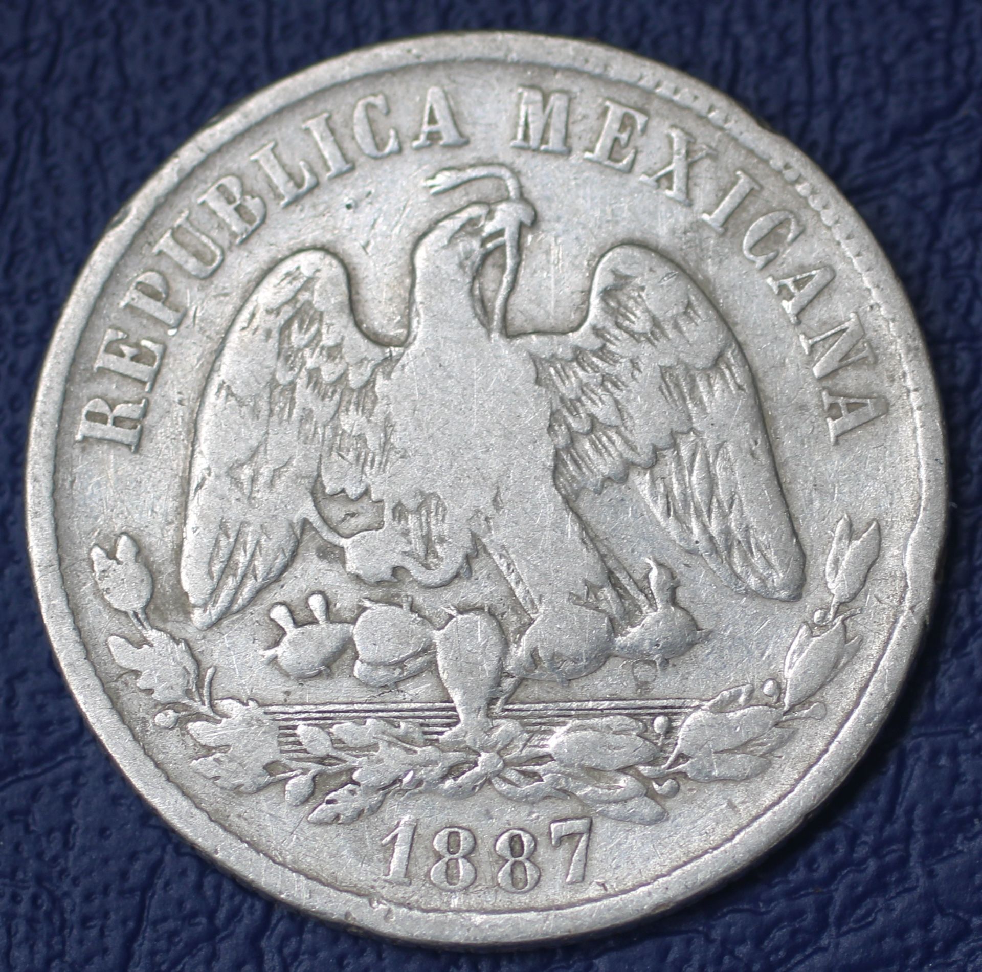 1887 Mexico Zacatecas Segunda Republica 50c Silver Coin