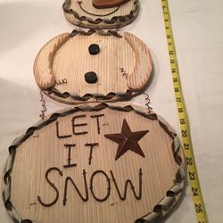 Wooden and Tin Hanging Snowman-reduced