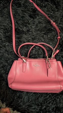 Coach Pink Leather Crossbody Satchel Bag