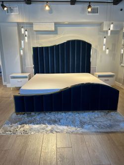 Modern King Bed New (royal blue)
