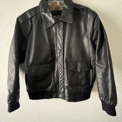 Vintage US Air Force Flyer’s Leather Bomber Jacket A-2 Map Men's Medium EUC