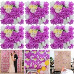 Flower Wall Panels, Artificial Flower Wall Backdrop, 6 PCs of 15x15 Inch 3D Silk Rose Wall, Wedding Floral Mat for Stage Party Photo Background Home D