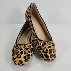 Adrienne Vittadini Cavallo Leopard Round Toe Ballet Flats Women's Size 6M