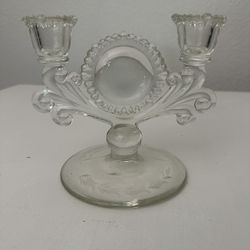 Vintage Cottage Glass Candle Holder Stand