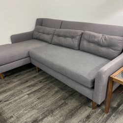 West Elm Crosby 2-Piece Left Chaise Sectional, Light Grey