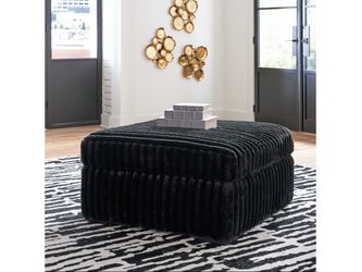 Midnight-Madness Onyx Corduroy Oversized Accent Ottoman