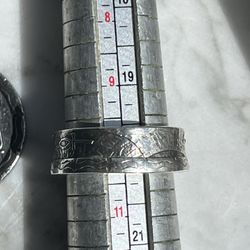 Silver Ring Size 10 Egyptian Themed With Matching Coin