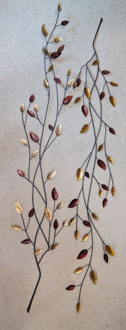 Pair of Metal Branch & Leaf Wall Art Sculptures