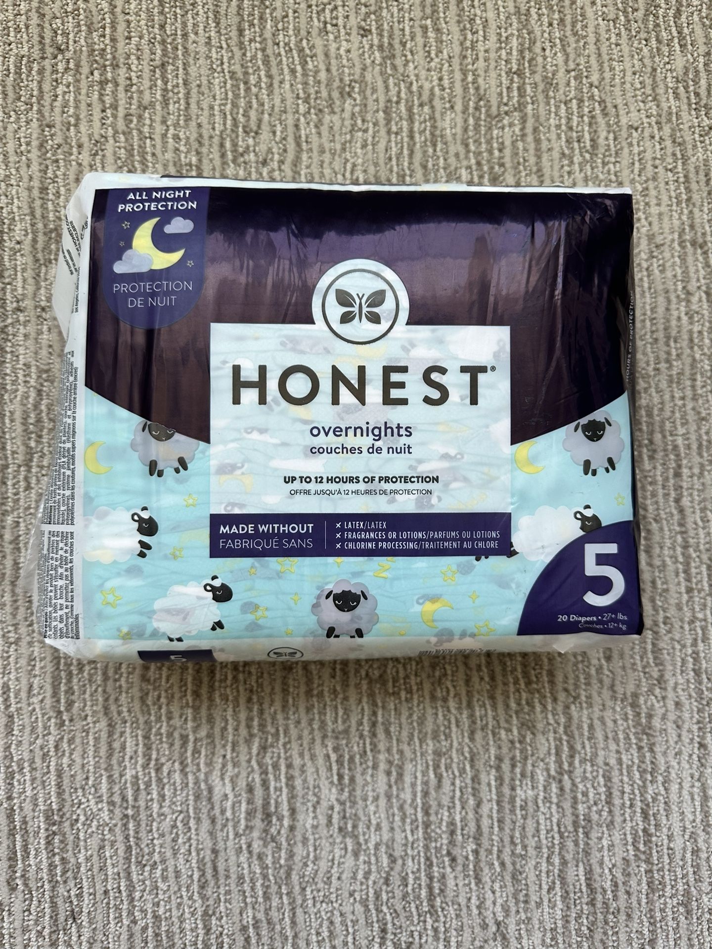 Honest Overnight Diapers, Size 5