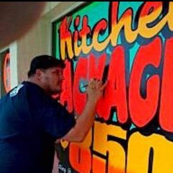 Vintage hand painted Day glo signs