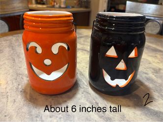 Halloween Jack-O-Lantern Mason Jars (2)