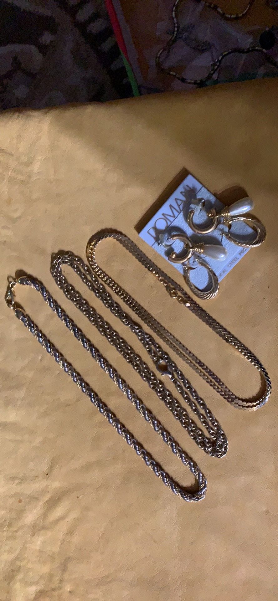 Gold plated jewelry lot necklaces earrings