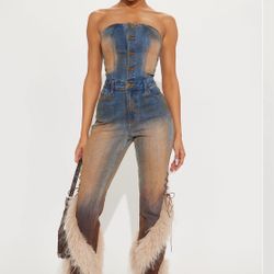 Denim Brown Cowgirl Jumpsuit