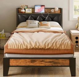 Twin XL Bedframe w/ Charging Station - B016