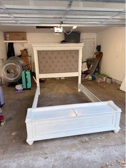 Ashley Furniture Queen Storage Bed with Upholstered Headboard – $200 OBO