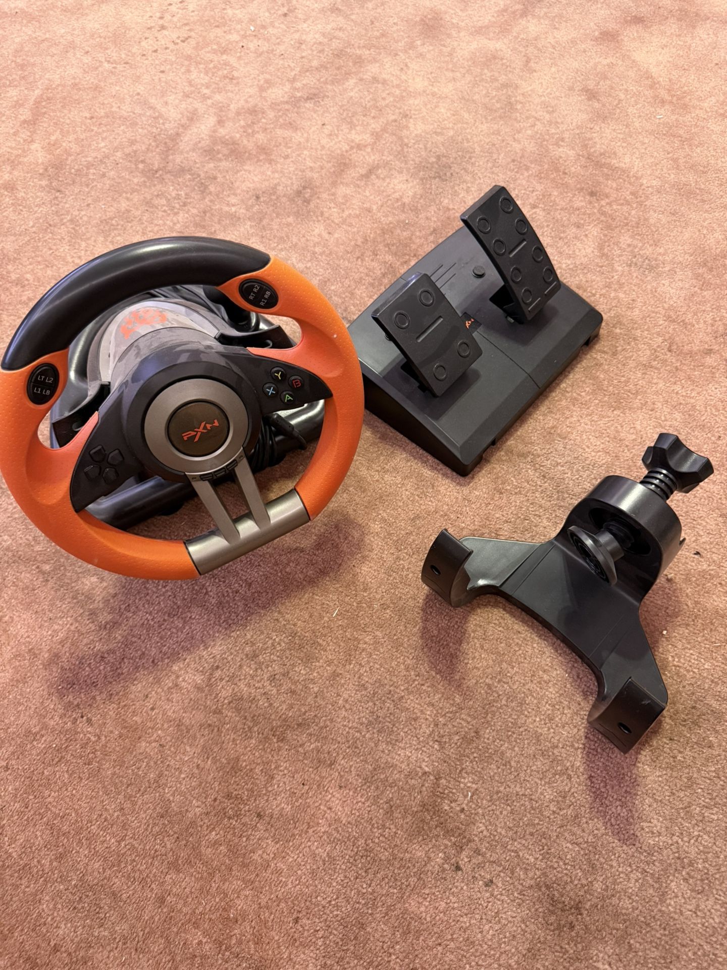 PXN PC Racing Wheel, V3II 180 Degree Universal Usb Car Sim Race Steering Wheel with Pedals for PS3, PS4, Xbox One, Xbox Series X/S, Switch (Orange)