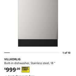 Villkorlig built in stainless dishwasher 18 inches