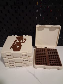 🔥4 pack🔥9mm 100 round storage boxes ( Bone white & Brown)