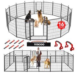 VISCOO Dog Playpen Outdoor, 16 Panels 40" High Metal Dog Fence with Gate, Pet Fence for Large/Small Dogs, Portable Dog Fence for RV Camping, Yard