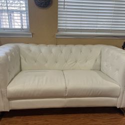 White Button Loveseat 