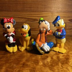 VINTAGE DISNEY MICKEY/ MINNIE /DONALD/GOOFY 6" PLASTIC DOLL / FIGURE SET