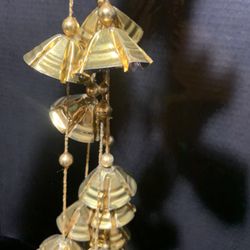VTG Pressed Tin Gold & Silver Tone Holiday Wind Chime