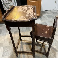 Antique School Desk And Chair 