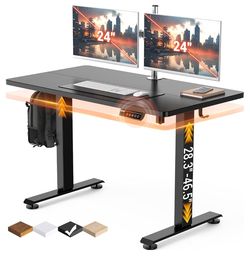 Veken 47.2 Inch Large Electric Standing Desk, Gaming Table, Black