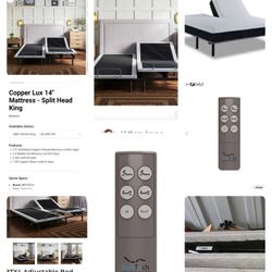 Split king adjustable base with Split King Head Mattress 