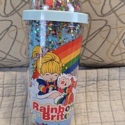 Rainbow Brite Tumbler Acrylic Travel Cup Glitter Dome BPA FREE Colorful 20oz