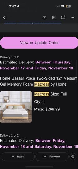 12” Gel /foam full mattress - I’m going to miss it so much!