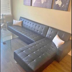 New Black L Shape, Reversible Chase, Sectional Sofa, Couch