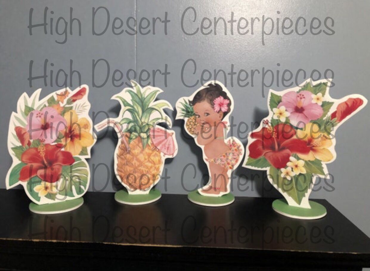 Aloha Hawaiian Tropical Baby Girl Centerpieces