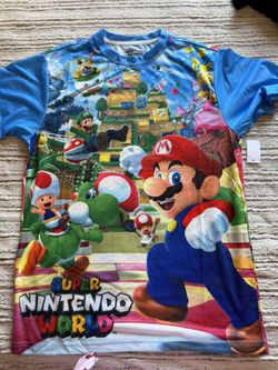 Super Nintendo World Universal Studios Hollywood All Over Print Shirt Size Medium