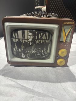 Elvis Presley Vandor Collectible Tin Box Vintage TV Design with Antenna