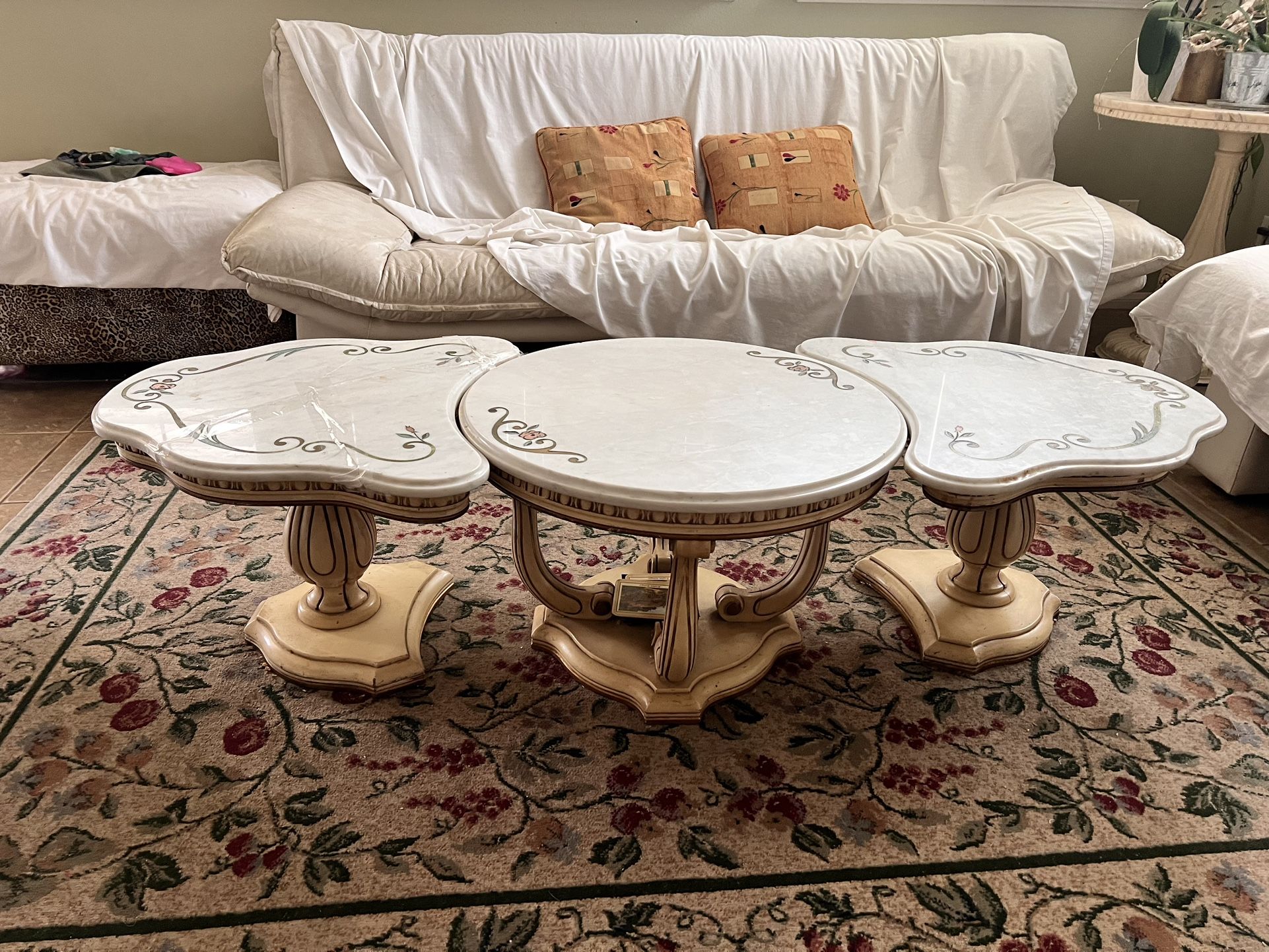 Antique French Victorian marble Coffee Living Room Table   