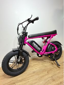 NBEILOD Electric Bike Pink Fat Tire E-Bike – Sport Style, Disc Brakes, Long Seat